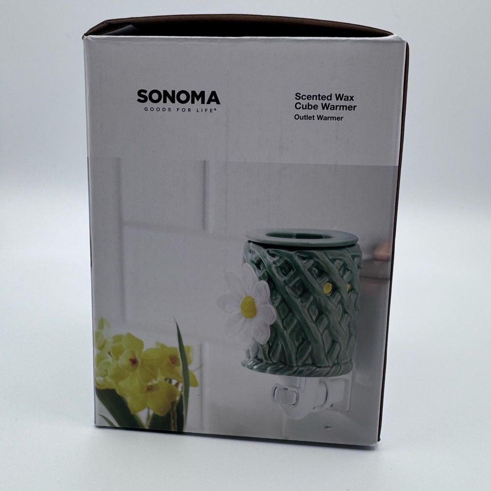 Sonoma Green and White Daisy Wax Cube Warmer - Picture 2 of 4